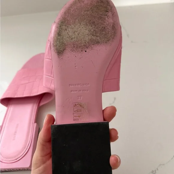 Balenciaga Box Mule Sandals in Pink Leather - Picture 3 of 5